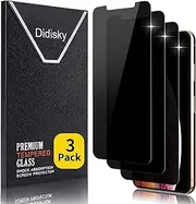 Didisky [3 Pack] Privacy Tempered Glass Screen Protector for iPhone XS Max 6.5'',iPhone 11 Pro Max, Anti-Spy, Easy to Install, 9H Hardness, No Bubbles, High Definition, Case Friendly