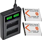2 Packs NP-BN1 NP BN1 Batteries Dual Charger with Type C Port for Sony Camera Rechargeable Batteries Charger Cyber-Shot DSC-QX10 DSC-QX100 DSC-T99 DSC-T110 DSC-TX5 TX7