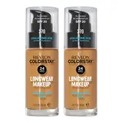 Revlon ColorStay Longwear Makeup Normal/Dry Skin SPF20 30ml 370 TOAST - 2 pack