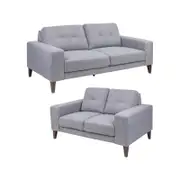 Juliet 2 + 3 Seater Sofa Set Soft Fabric Uplholstered Lounge Couch Grey