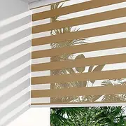 LazBlinds Cordless Dual Layer Zebra Blinds for Windows, Light Filtering Privacy Roller Shades with Cassette, Light Control Day and Night Sheer Shades for Indoor Windows, 29" W x 72" H, Brown