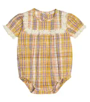 [The New Society] The New Society Baby Andrea checked cotton-blend bodysuit M 6 yellow