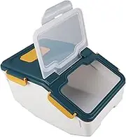 Airtight Seal Rice Storage Container Deep Lake Blue, Thickened PP Rice Bucket for Dry Food, Easy to Open Lid, Ideal for Storing Flour, and Grains (11lb 7.5 X 9.1 X 7.7 X 14in)