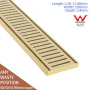 Clearance 130-1140mm Gold Shower Grate Drain Strip Floor 40/50/72/80mm Waste