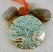 Celtic Tree of Life w/ crescent moon verdigris patina Christmas ornament