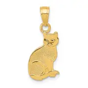 14K Yellow Gold I Heart My Cat On Reverse Pendant