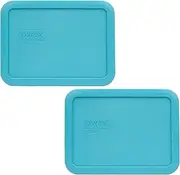 Pyrex 7210-PC Surf Blue Plastic Rectangle Replacement Storage Lids - 2 Pack
