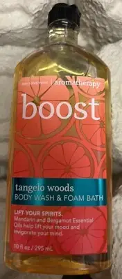 Bath & Body Works Aromatherapy BOOST Tangelo Woods Body Wash Foam Bath 10 oz