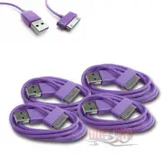 4 USB SYNC DATA POWER CHARGER CABLE APPLE IPAD IPHONE 4S 4 3GS IPOD TOUCH PURPLE