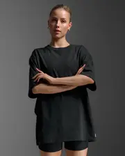 Unisex EZ Oversized Organic Cotton Tee, 2XU, XL, Black/Black, Unisex