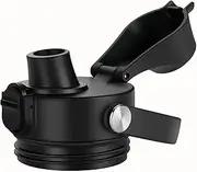 XACIOA Spout Lid Compatible With Yeti Rambler Bottle, Replacement Top for 18 26 36 64 oz, With Straw and Chug Cap, Push Bottom, Water Bottle Flask Cover Accessories (Black)