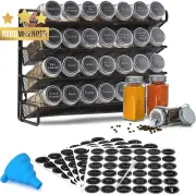 Spice Rack with 28 Jars & 386 Labels 4 Tier Organizer for Countertop Cabinet
