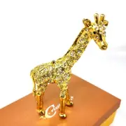 Gold Crystal Giraffe Trinket Box New Handcrafted Pewter & Crystals Ring Holder