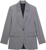 [Zadaos] Fall Autumn Outfits For Women Matching Sets Simple Loose Straight Tube Gray9 One Button Suit Coat+ Shorts Culottes Suit
