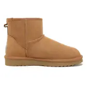 Yellow Earth Unisex Genuine Australian Sheepskin Mini Ugg Boots Chestnut (US M7/W8)
