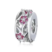 Plum Flower Charm Fit for Bracelet & Bangle Silver plating Openwork Bead Jewelry