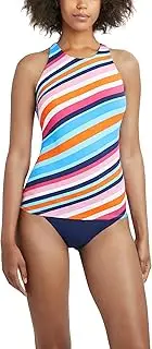 [Nautica] Women's Standard Crossback High Neck Tankini Swimsuit Top with Double Straps