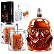 Whiskey Decanter Set Transparent Creative with 2 150ml Glasses, Whiskey Caraf...