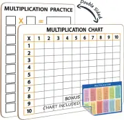 2 Pack Dry Erase Multiplication Chart Whiteboard 9" x 12" Multiplication Tabl...