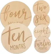 Abaodam Baby Milestone Cards Set 6pcs Wooden Monthly Milestone Discs Double-sided Design