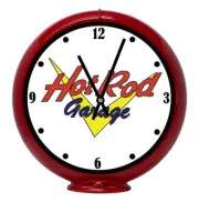 Hot Rod Car Garage, Red Non-Lighted Gas Pump Globe Advertising Quartz Clock