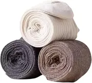 [Generic] Over the Knee High Socks, 3 Pairs Cotton Thigh High Stockings for Long Boots, White/Grey/Brown