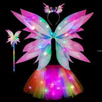 在飛比找蝦皮購物優惠-新品花仙子發光翅膀道具精靈背飾公主裙子小魔仙套裝女孩節日禮物