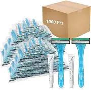 (1000 Pack) Kheoxusa Twin Blade Disposable Razors,2 Blade Disposable Razors,Two Blade Disposable Razors,Double Blade Disposable Razors Individually Wrapped for Men,Women,Airbnb,Tattoo,Travel-Big Green