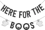 Black Here for the Boos Banner Halloween Party Banner, Boos and Booze Party Bann