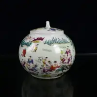 在飛比找樂天市場購物網優惠-古玩 粉彩瓷器童子茶葉罐陶瓷密封罐百子圖瓷罐瓷器嬰戲圖儲物罐