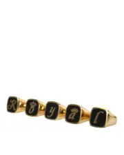 Dolce & Gabbana Royal Signet Rings Set - Gold Black -Size One Size