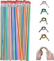 QDXATIVP 40PCS Bendy Fun Pencils for Kids,Magic Bendable Flexible Colorful Stripe Soft Rubber Pencils with Erasers for Classroom Gifts,Goodie Bag Fillers,Back to School Supplies(colored stripes)