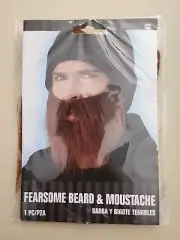 Fearsome Beard & Mustache 1 Piece Brown Rubber Band Around Attachment