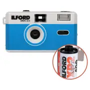 Ilford Sprite 35-II Reusable Camera - Silver & Blue with Ilford XP2 24 Film