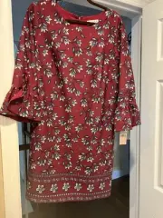 NWT Nanette Lenore Size 16 Cranberry multi Fully Lined Dress