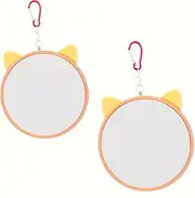 WizeFolk 2 Pieces Mirror Toys for Birds, Parrot Mirror, Toy for Bird Cage, Bird Cage Mirror for Hanging on Parrots