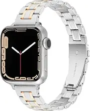 [Vamyzji] Metal Band Compatible with Apple Watch Band Ultra 49mm 45mm 44mm 42mm 41mm 40mm 38mm for Women Men, Stainless Steel Slim Metal Apple Watch Band for iWatch SE Series 10 9 8 7 6 5 4 3 2 1