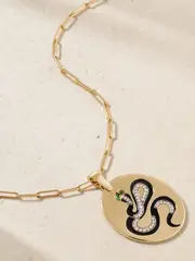 [Diane Kordas] Diane Kordas - Snake 18-karat Gold, Diamond, Tsavorite And Enamel Necklace - One size One size Gold