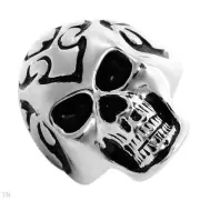 Skull Ring Made of Metallic Base metal/ Black Enamel