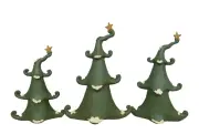 Set of 3 trees with a star on top and some snow - New by Blossom Bucket #80166