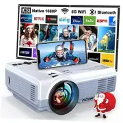 Projector with WiFi and Bluetooth, 5G WiFi Native 1080P Projector 14000L 4K