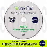 Linux Mint 22 Wilma MATE CD Edition Live Bootable DISC Linux OS x86 64bit
