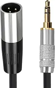 tunghey Mini XLR Male to 3.5mm Stereo Audio Plug Cable, 3-pin Mini XLR Male to 1/8" TRS Plug Cable, for BM-PCC 4K Camera Video Assist 4K Sha-rp 8K. (0.3M)