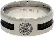 Celtic FC Black Inlay Ring (UK Size: Large) (Silver)
