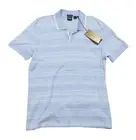Boss Hugo Boss Men's Blue Stripe Pye 16 Short Sleeve Open Placket Polo Shirt