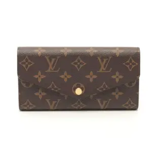 Louis Vuitton LV M60531 SARAH系列經典Monogram帆布印花暗釦信封長夾 粉色/ 平行輸入