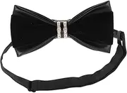 [SAFIGLE] Men's Pu Leather Bow Tie Rhinestones British Style Tied Bowtie for Wedding Business