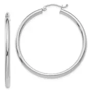 10K White Gold Polished 2.5mm Tube Hoop Earrings