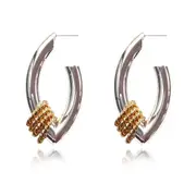 Culturesse Xena 54mm Contemporary Loop Statement Drop Earrings 18k Gold Plating