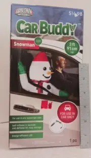 Gemmy Inflatable - LED Snowman Car Buddy 3 Ft Tall Winter Christmas FREE SHIP